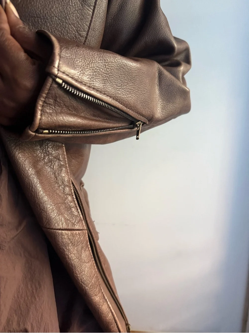 Vintage Gil Bret Brown Leather Belted Moto Jacket Distressed Biker Coat - Picture 4 of 13